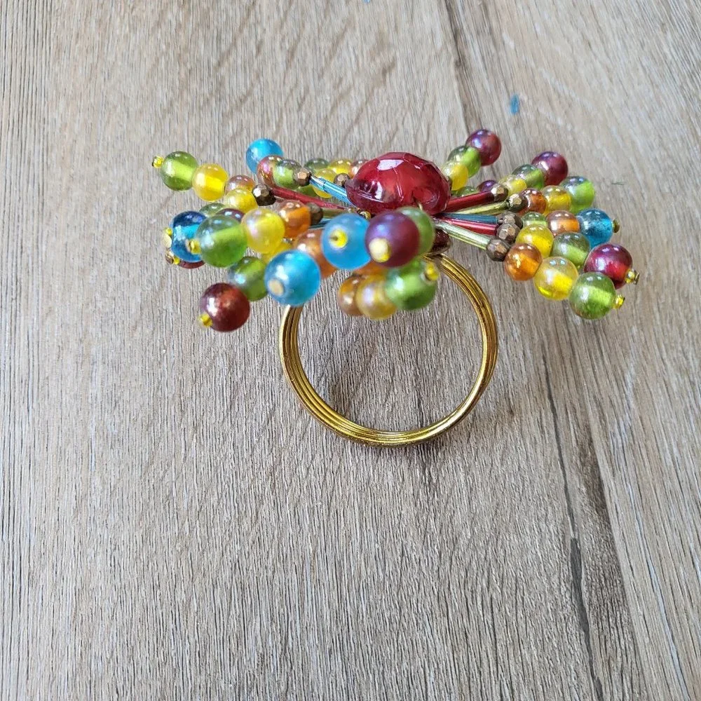 Set of 8 Beaded Boho Napkin Rings